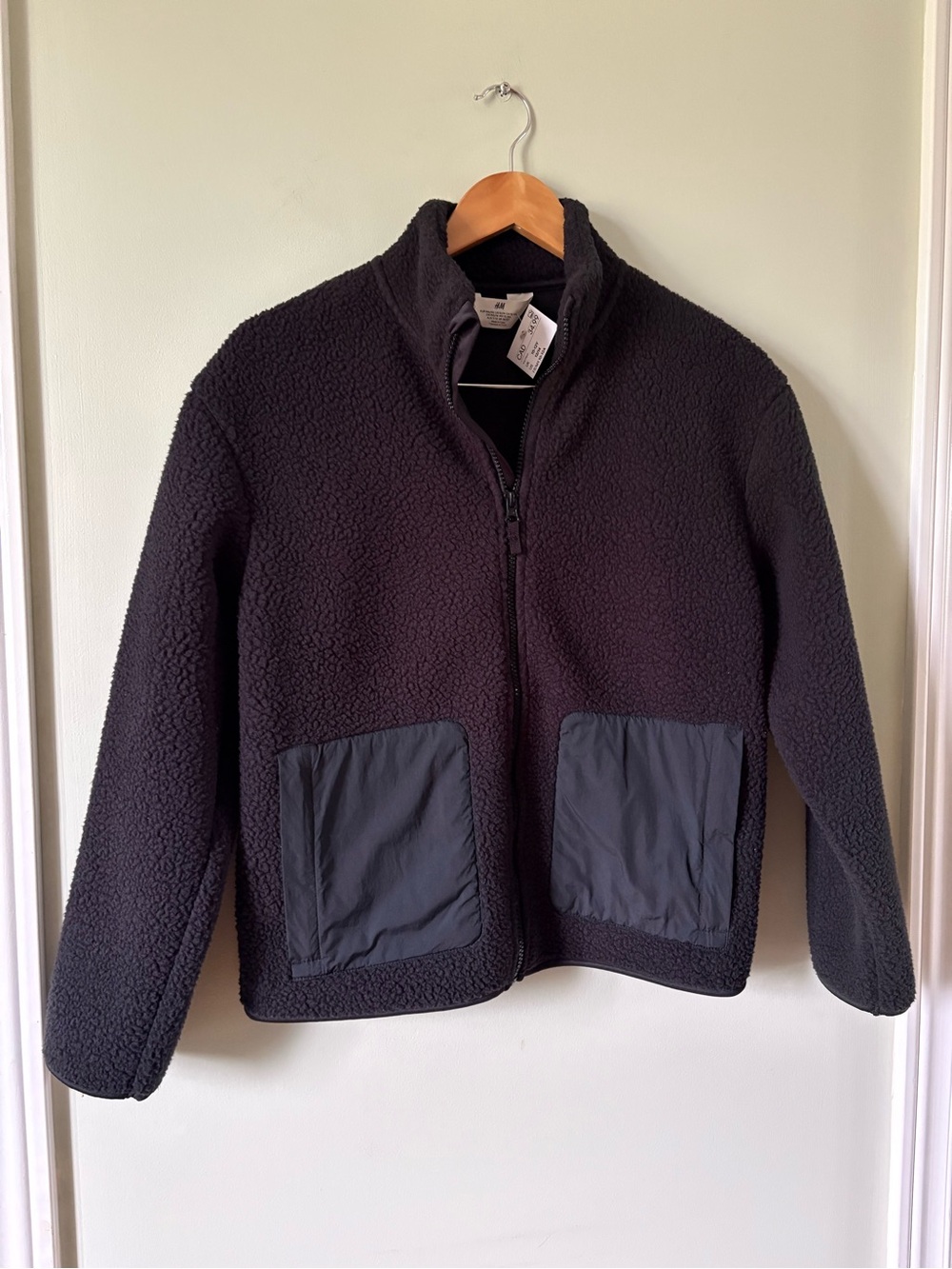 New H&M Youth Black Sherpa Jacket 12/14 UU